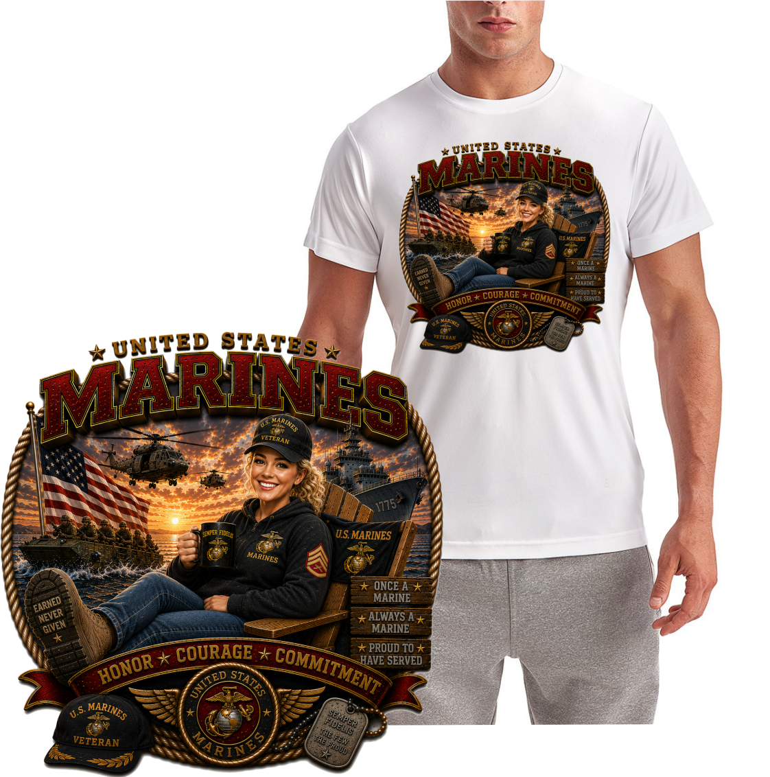 US Marines Female Design Short Sleeve T-Shirt