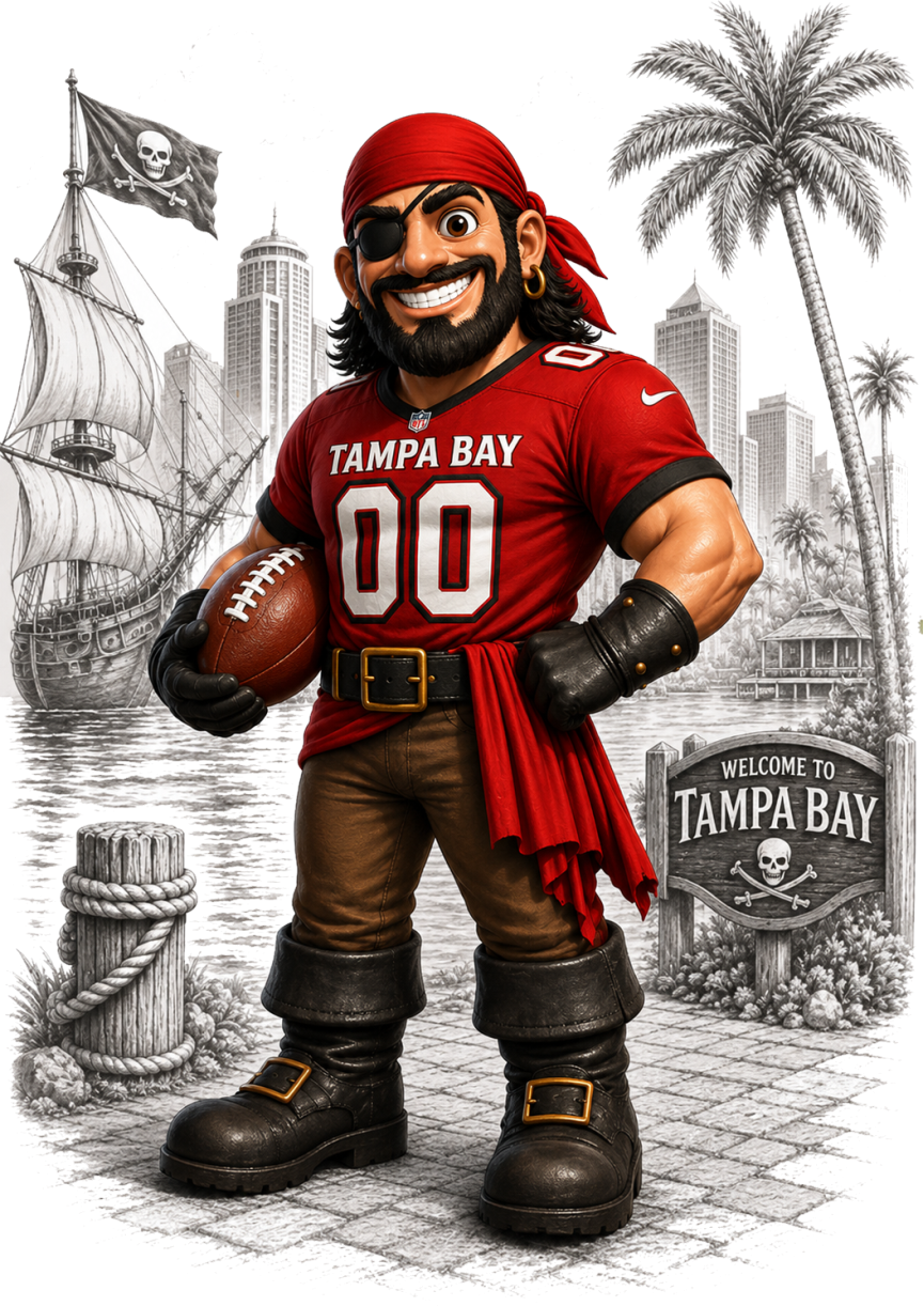 Thumbnail: Tampa Bay B&W Football Short Sleeve T-Shirt