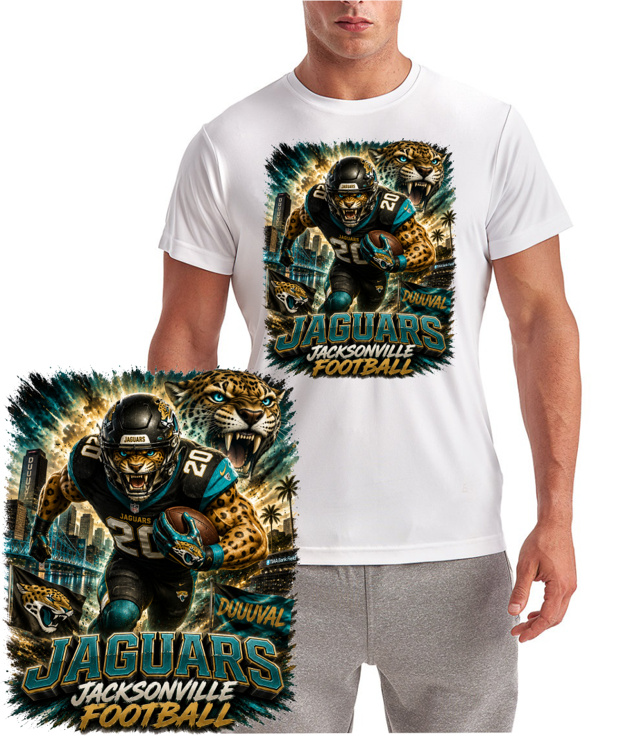 Jacksonville Jaguar Run Football New Logo Short Sleeve T-Shirt