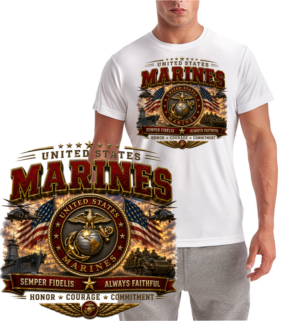 US Marines Courage Honor Design Short Sleeve T-Shirt