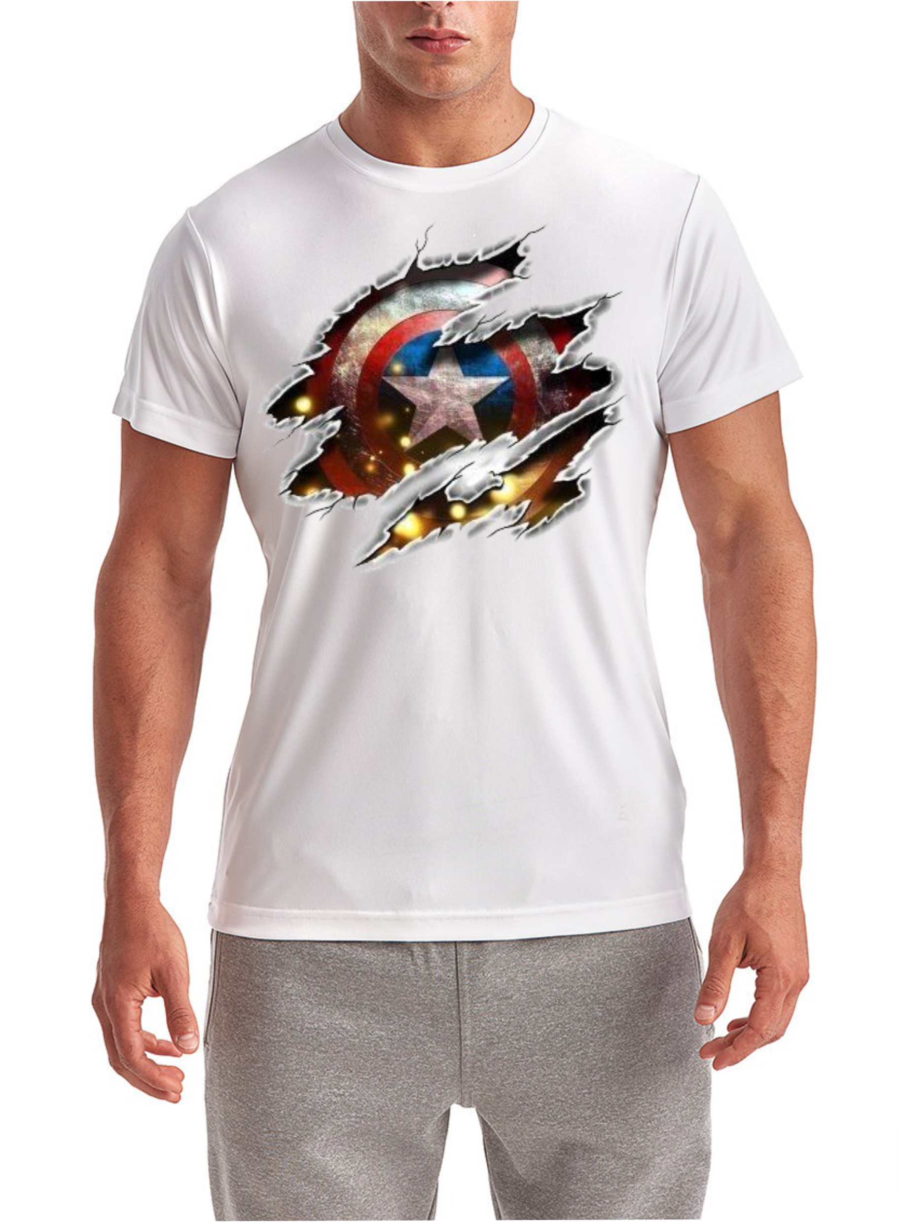 Captain America Tear Short Sleeve T-Shirt
