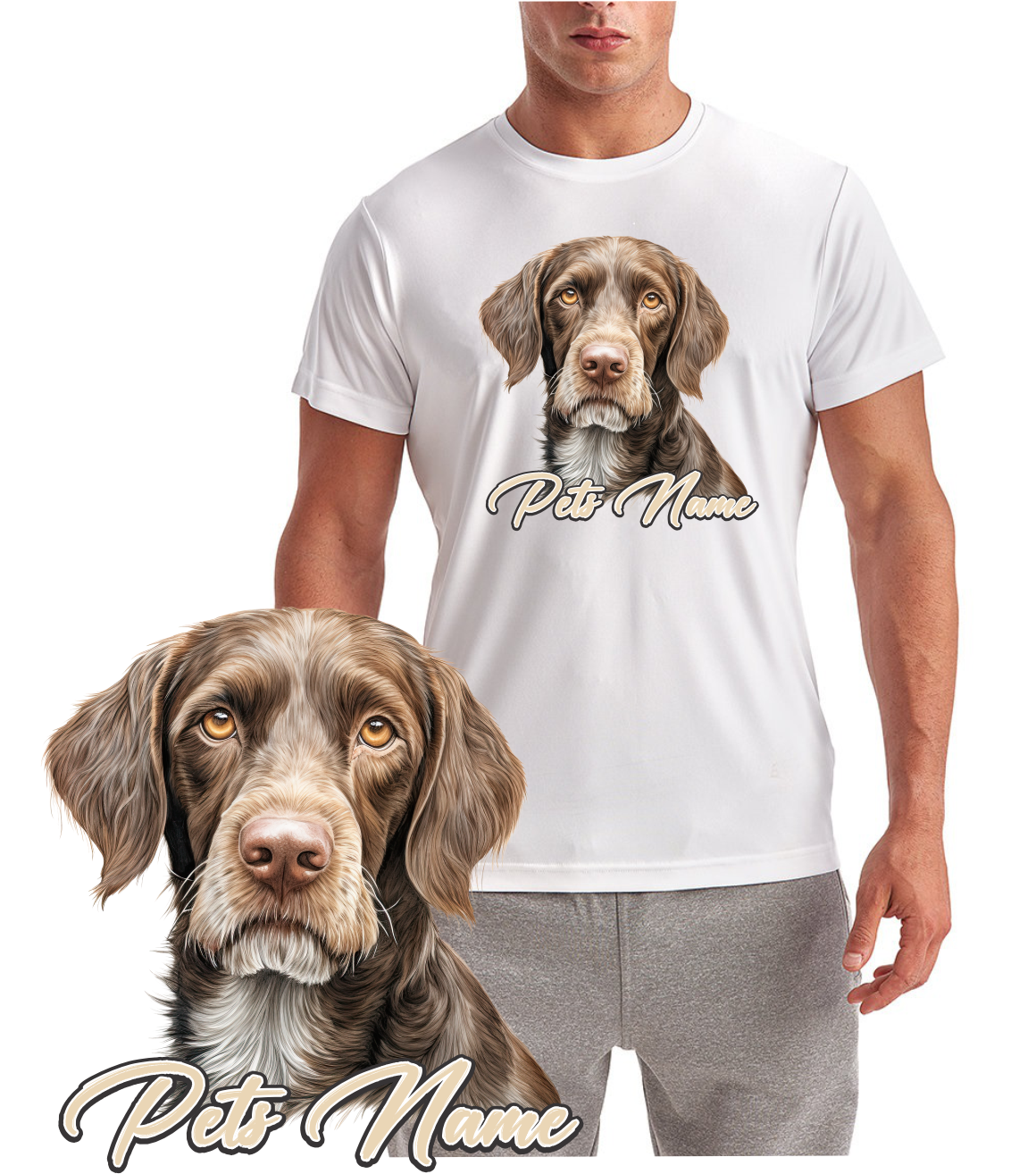 German Wirehaired Pointer Dog Breed Short Sleeve T-Shirt