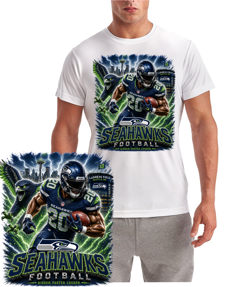 Seattle Football Fan T-Shirt with football player design