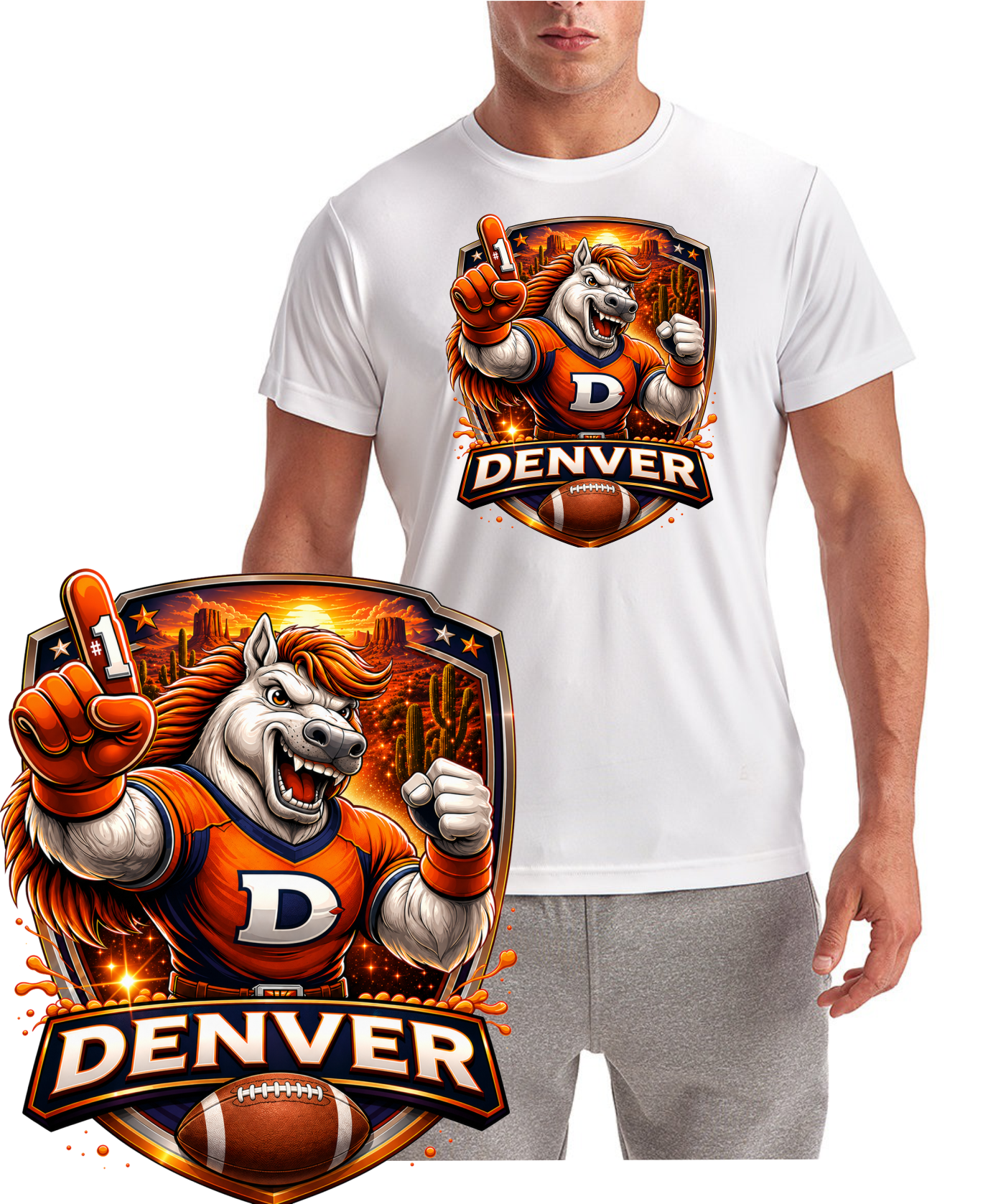 Denver Football Shield Logo Short Sleeve T-Shirt