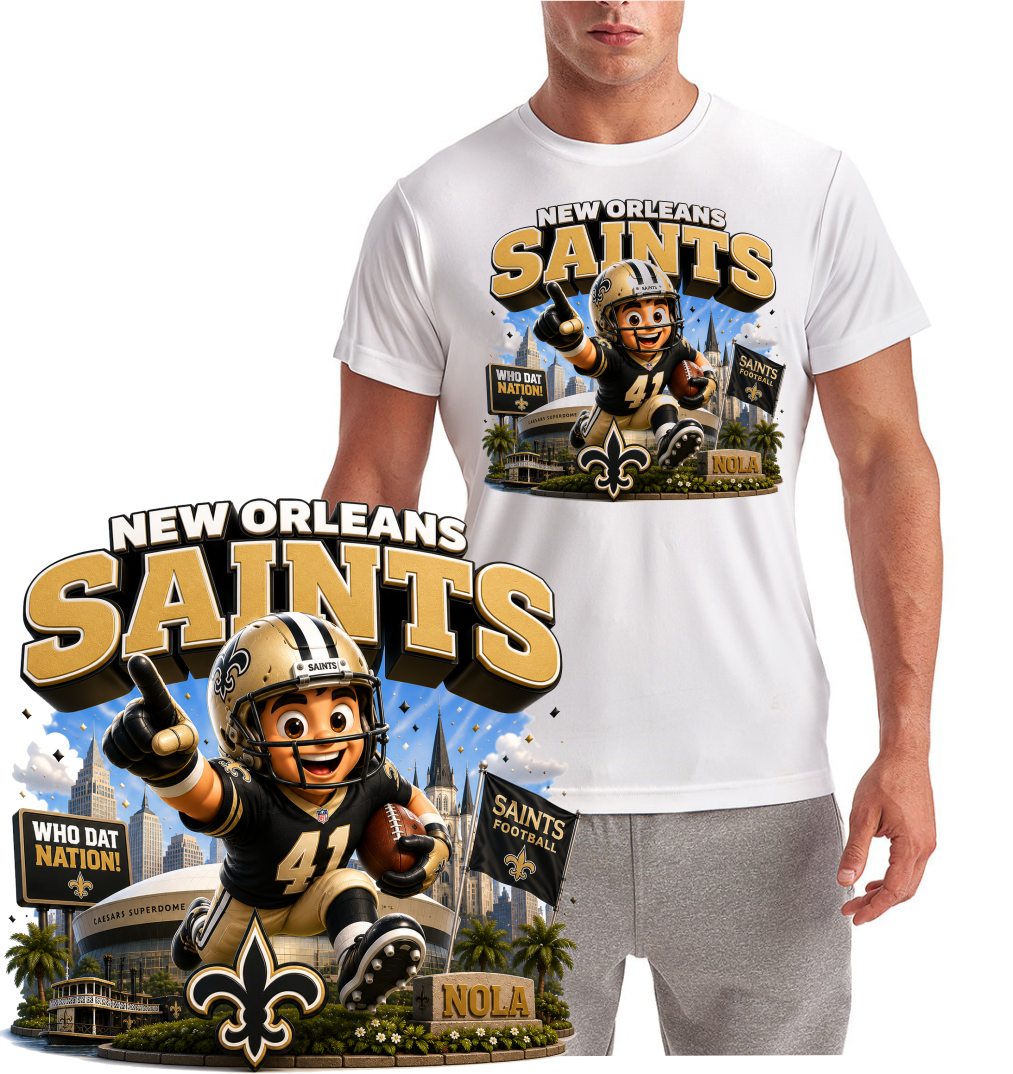 New Orleans Football Cartoon Short Sleeve T-Shirt