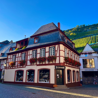 Half-timbered houses and vineyards in Bacharach, Germany