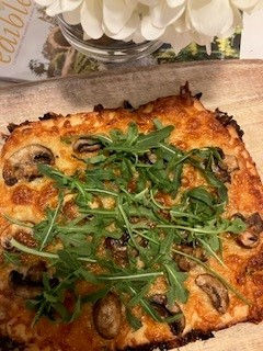 Homemade Spring Pizza with Mushrooms & Arugula