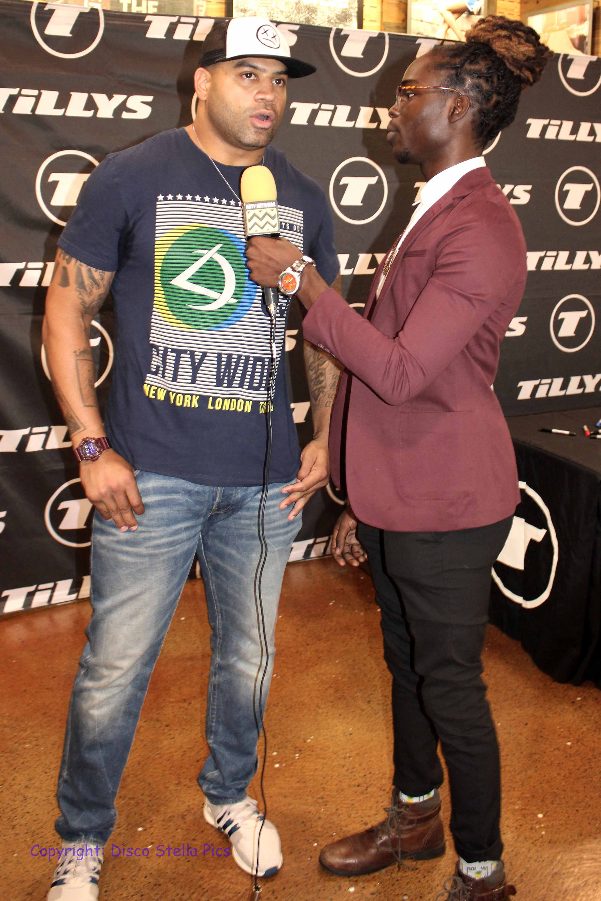 Shawne Merriman being interviewed