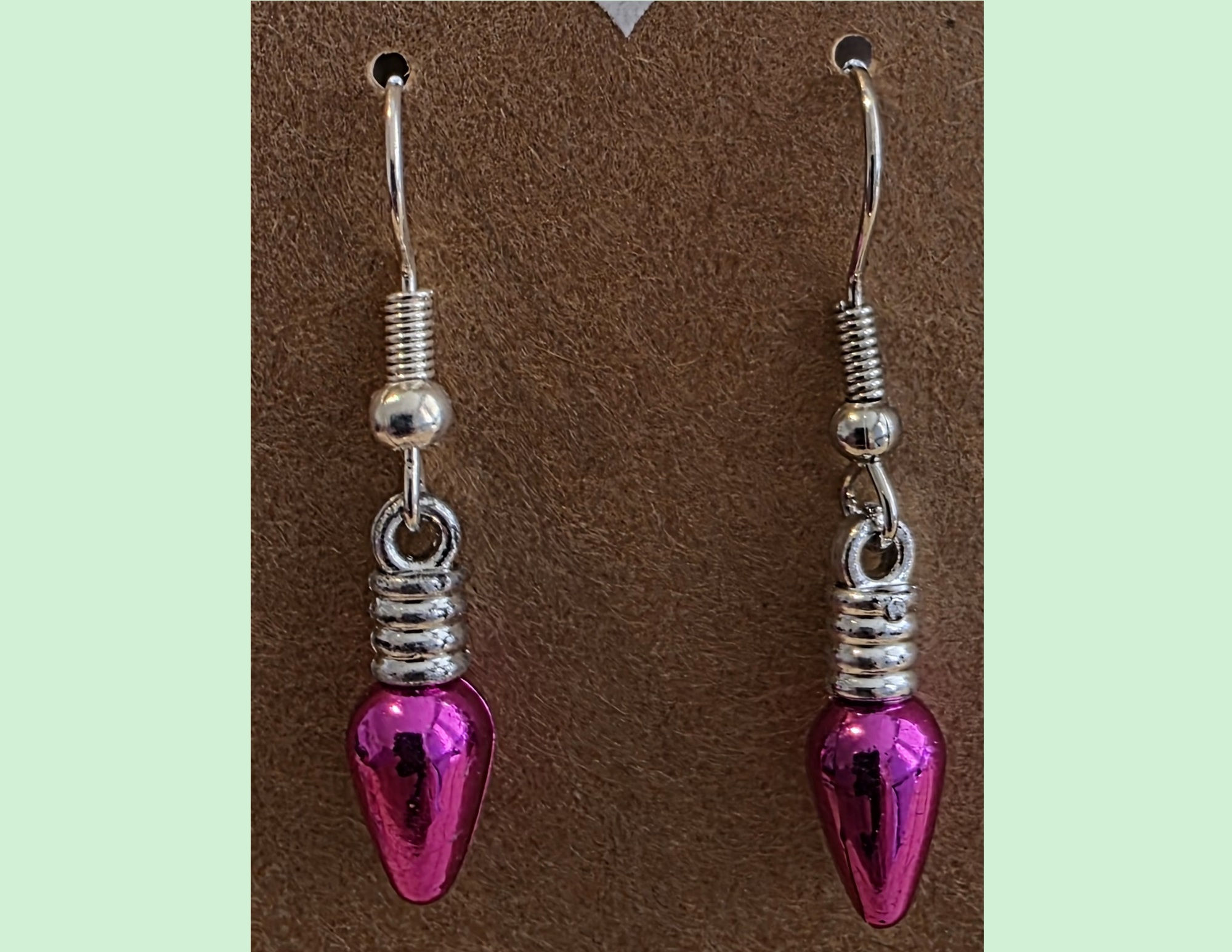 Bright Pink Mini Christmas Light Earrings
