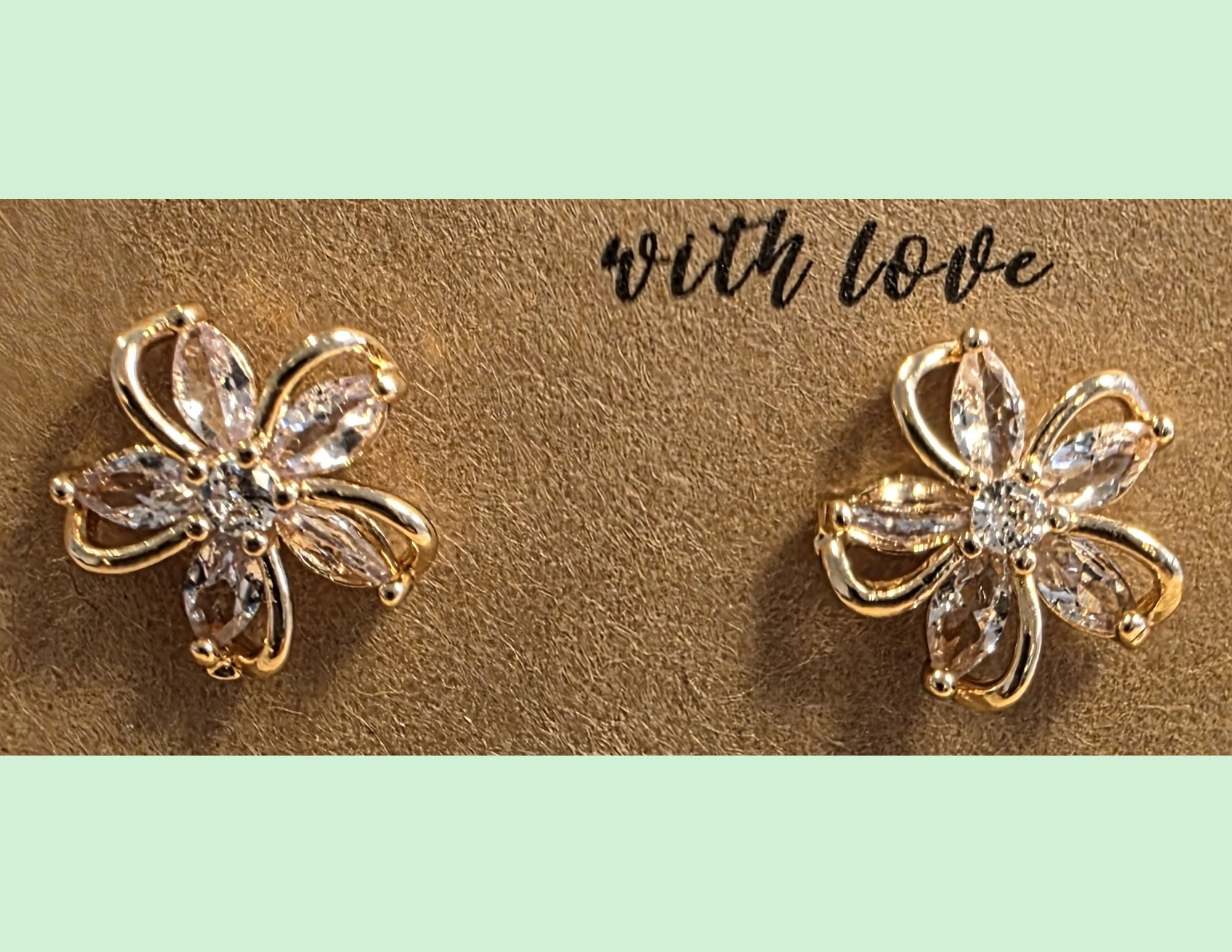 White and Gold Flower Earrings