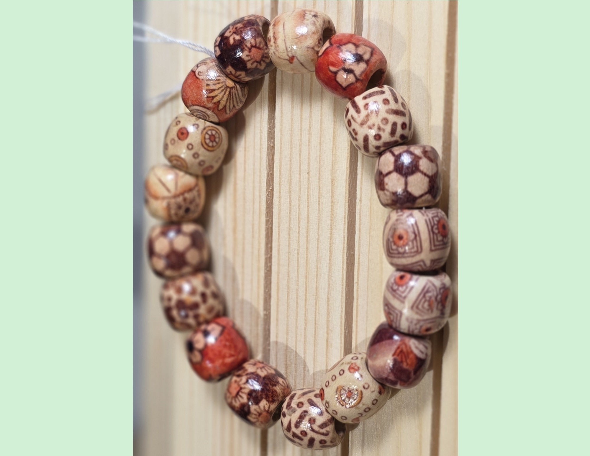 Mult-Coloured Wooden Beaded Bracelet