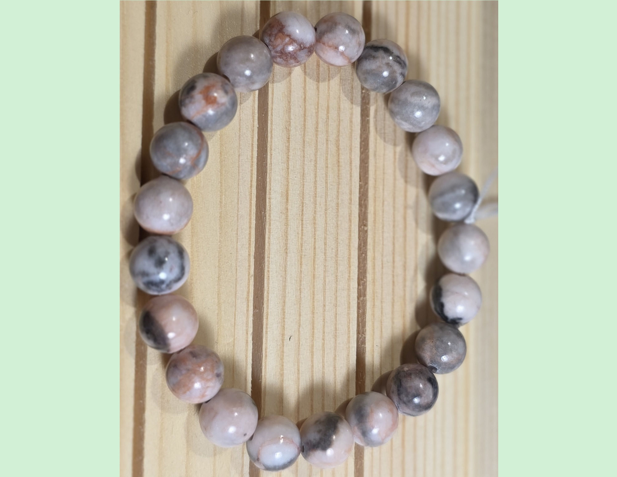 Salmon, Pink, Grey Mix Beaded Bracelet