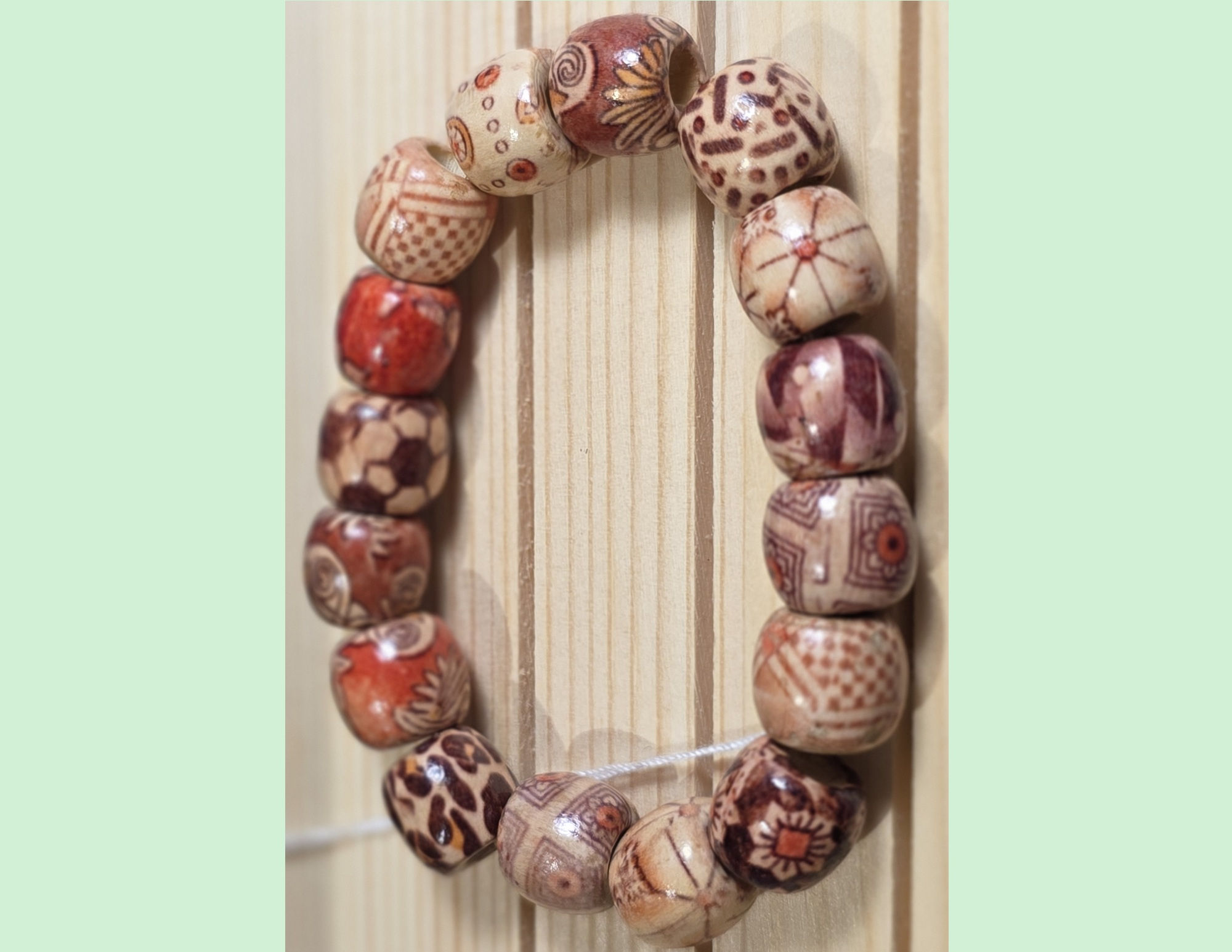 Mult-Coloured Wooden Beaded Bracelet