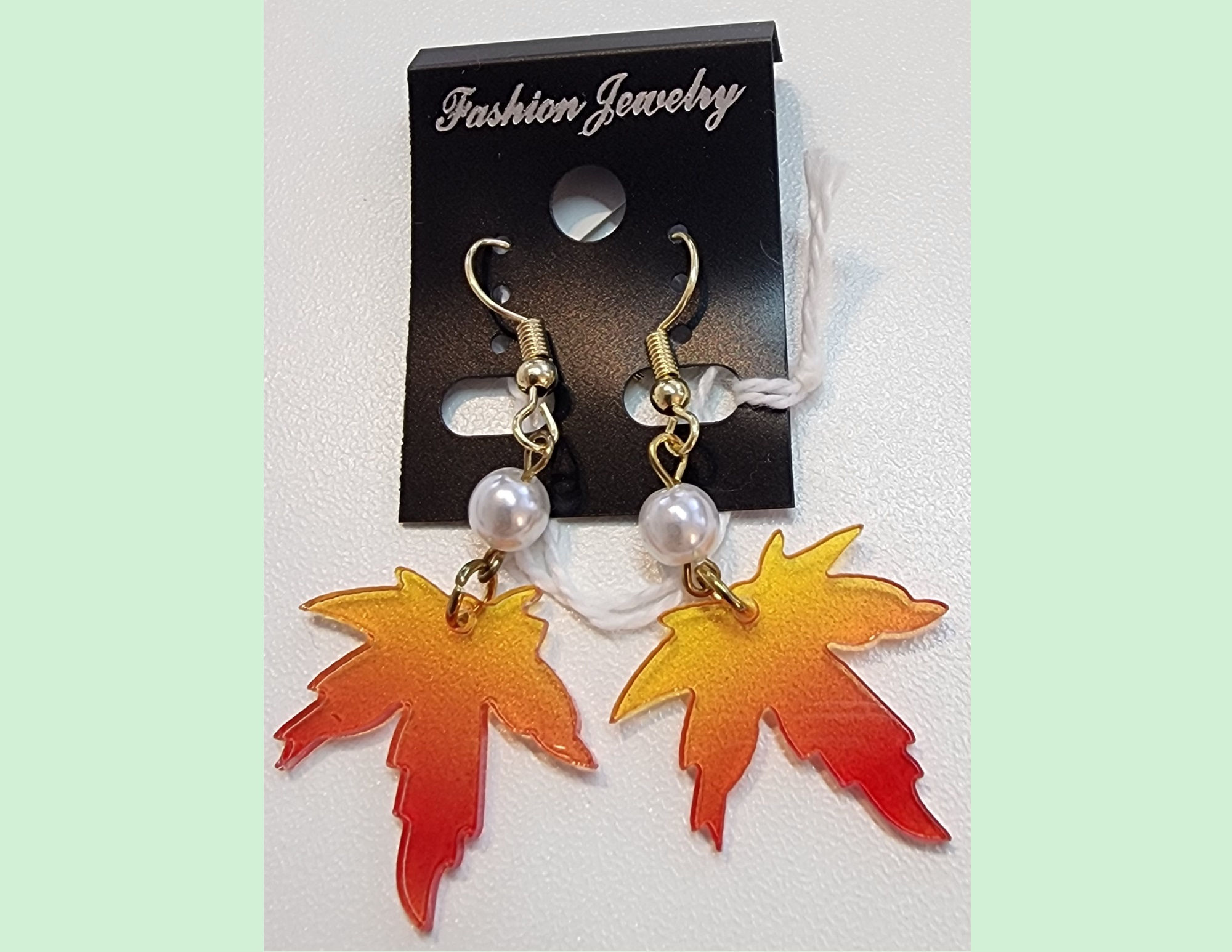 Orange Leaf Earrings