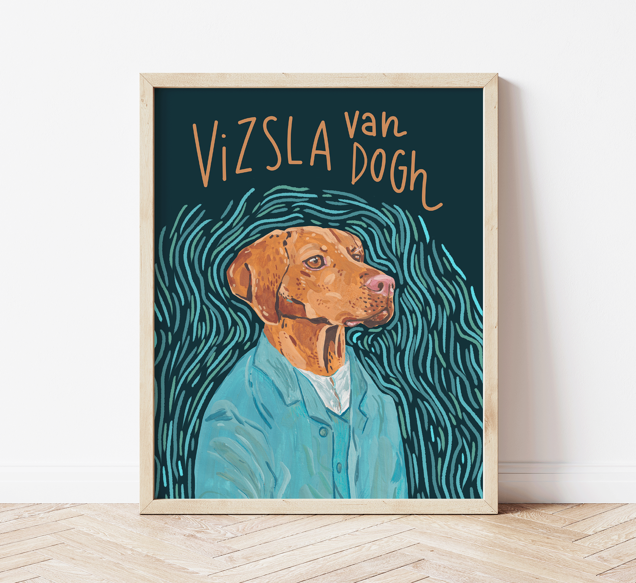 Vizsla Van Dogh - Iconic Dogs - Vizsla Vincent Van Gogh Print