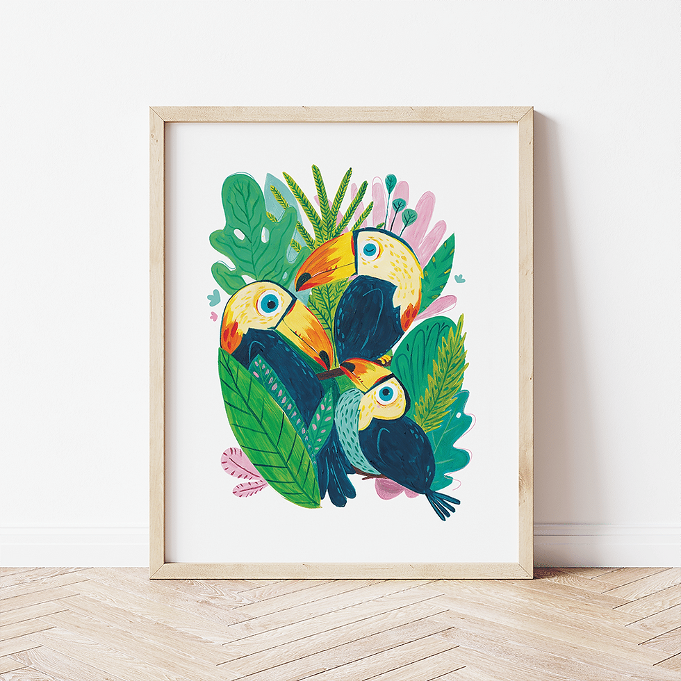 Toucan Family Colourful Art Print by Magdalena Creative