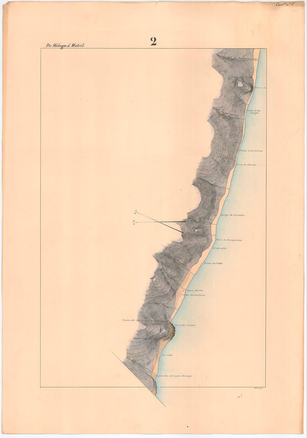Página 2 del itinerario topográfico de Málaga a Motril, 1848. FUENTE- Instituto Geográfico Nacional