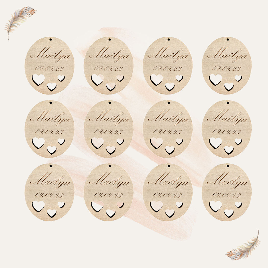 Etiquettes en bois personnalisé idéal cadeau et décoration baptême 