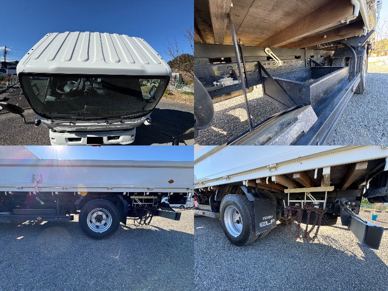 サムネイル： ISUZU エルフ 平クレーン ワンオーナー 記録簿付 ラジコン付 ワイド 3600kg ETC 電格ミラー