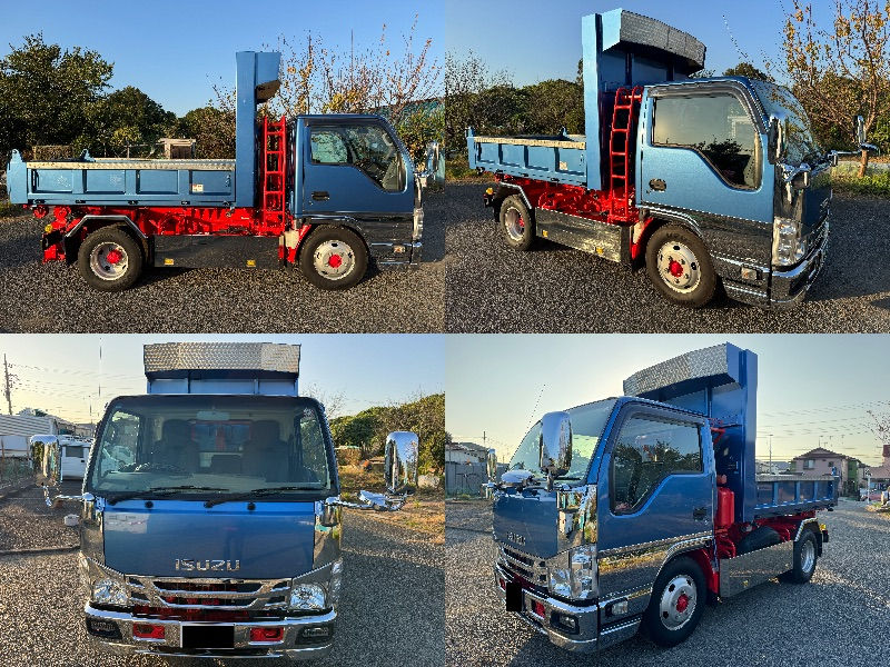 サムネイル： いすず エルフ ダンプ ワンオーナー ダンプ様箱 新明和箱付 距離浅 新明和 ツインシリンダー