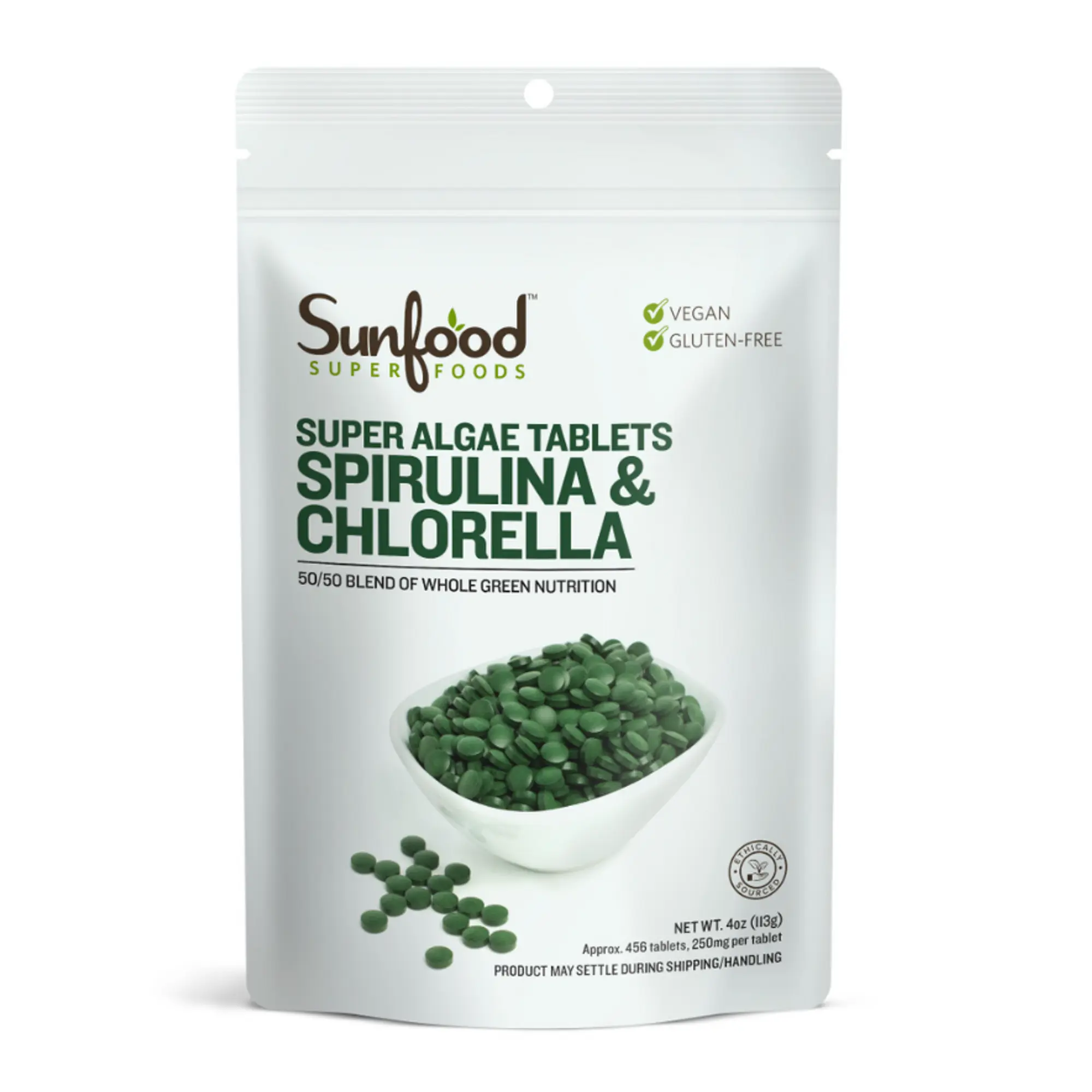Sunfood Superfoods Super Algae Tablets, Spirulina & Chlorella