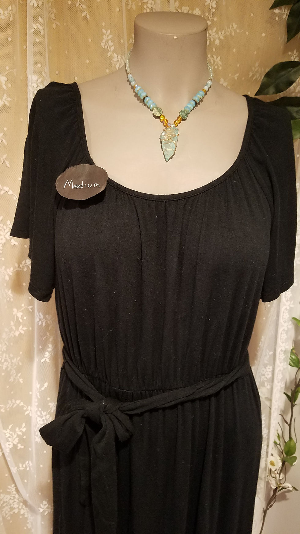 Thumbnail: Medium soft short sleeve dress w belt