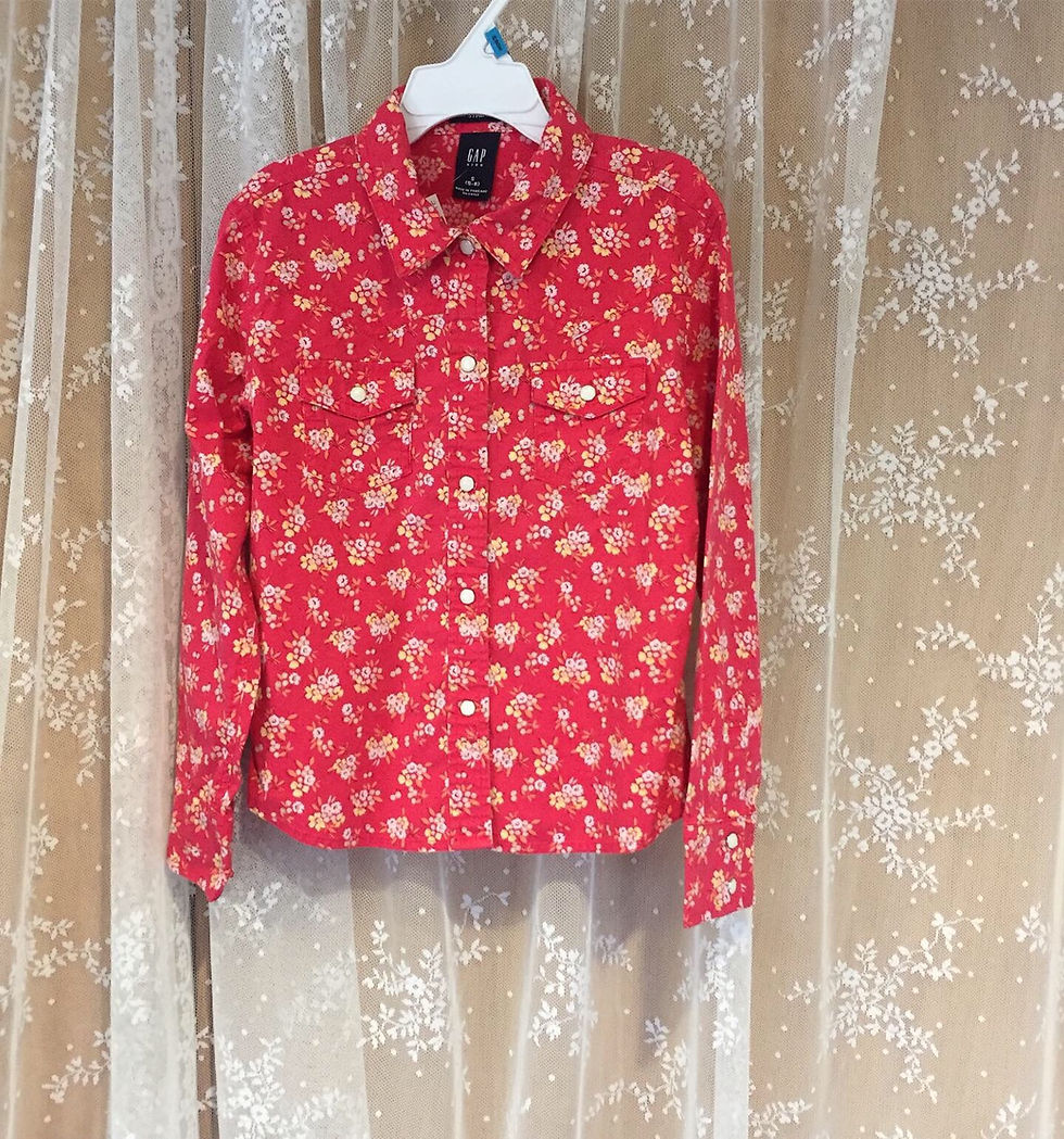 KIDS/5-6 pink button-down floral shirt