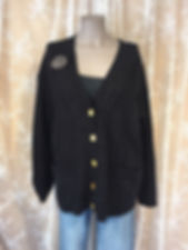 MEDIUM black button-down sweater with pockets
