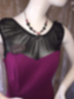 Thumbnail: Small Purple/Black Sheer Neckline Dress