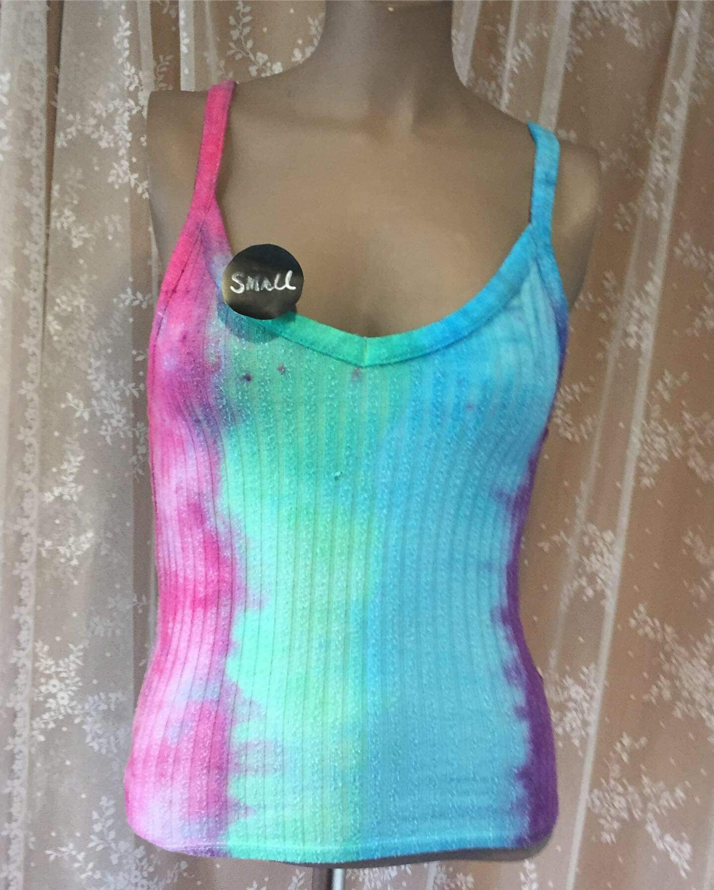 SMALL soft tie dye tank pink green blue purple