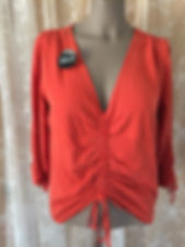 Small Orange Tie Shirt w/3/4 Length Tie-up Sleeve