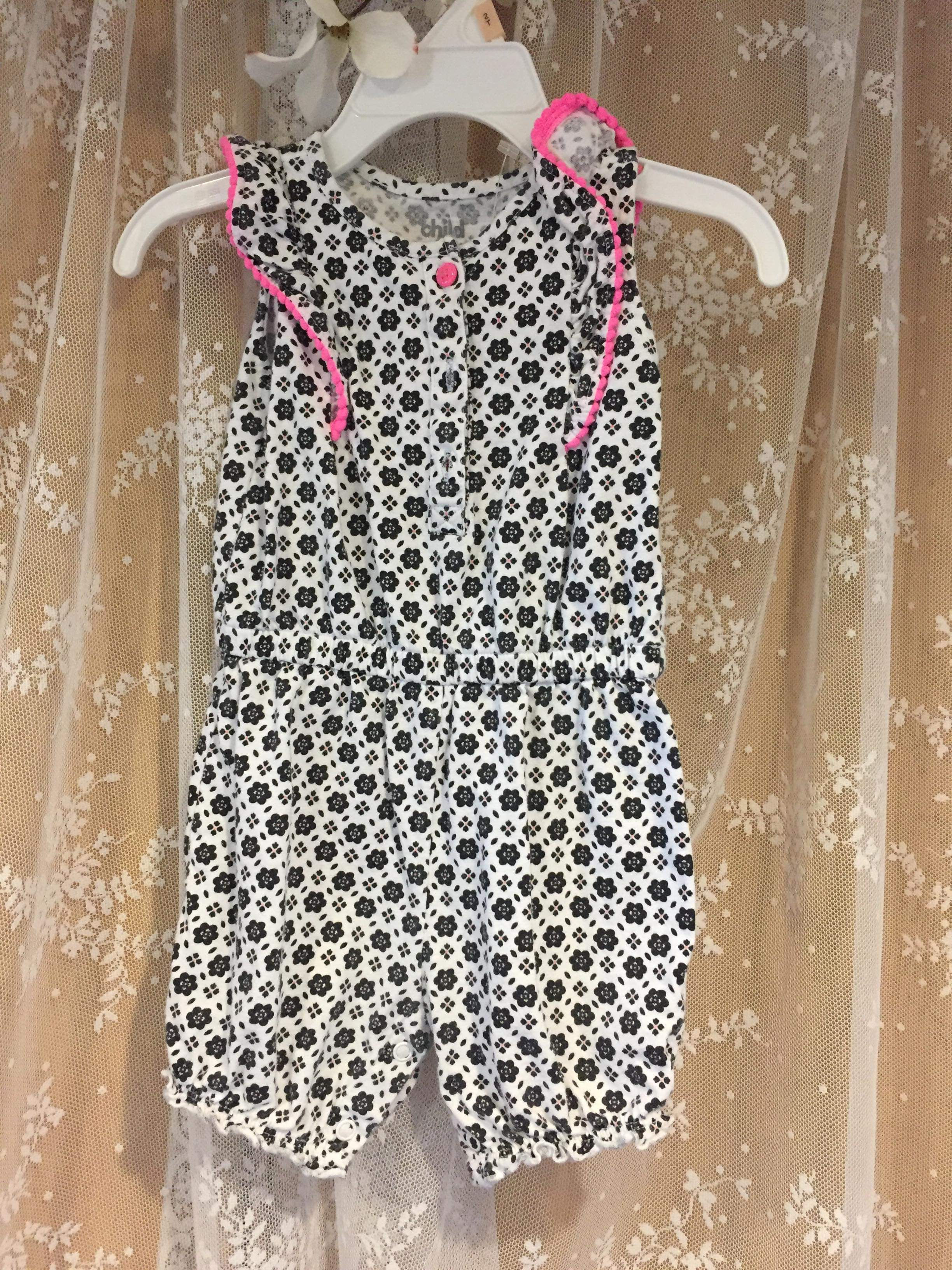Black/Pink/White Romper 12m