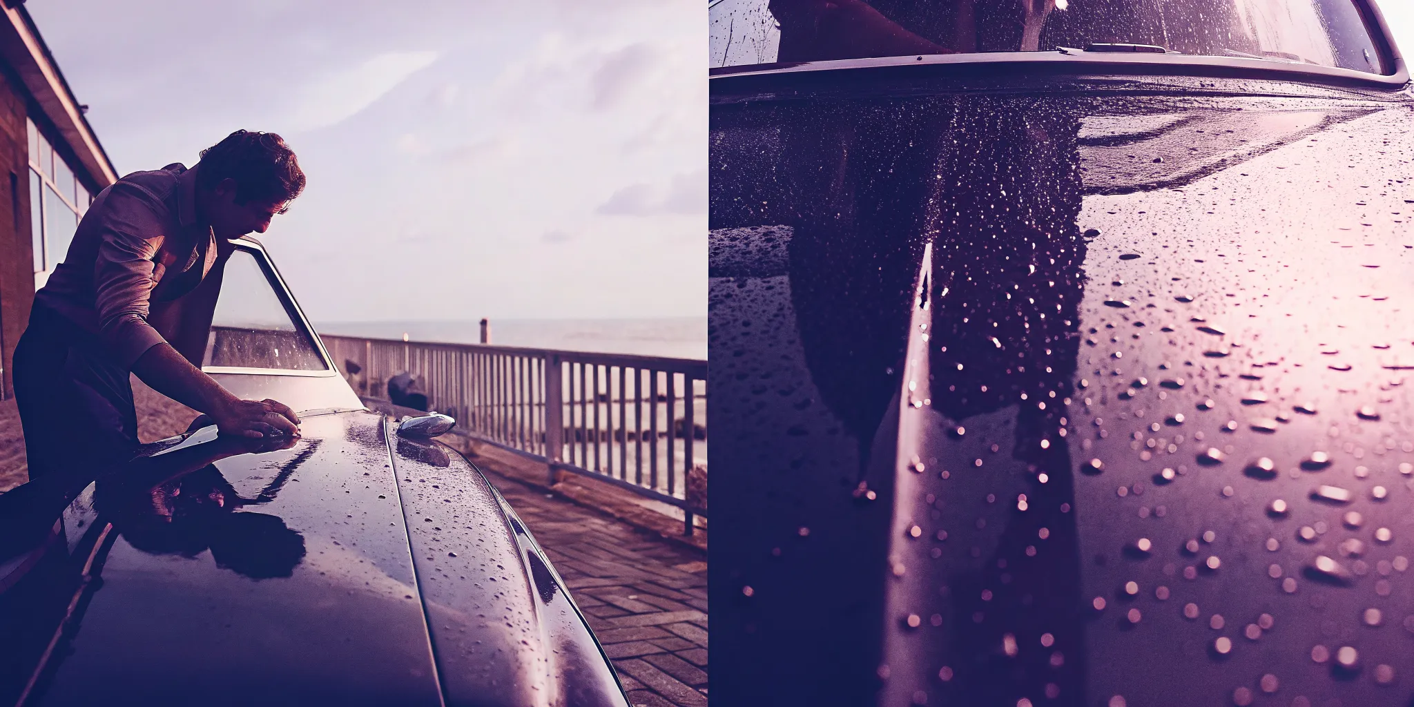 Car wax vs ceramic coating application comparison on a vehicle