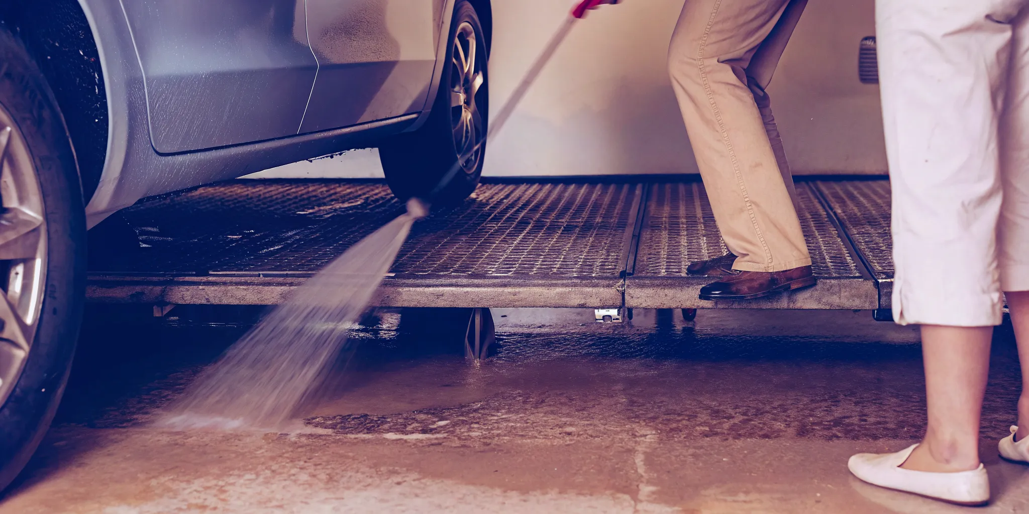 Underbody wash removing salt from a coastal vehicle