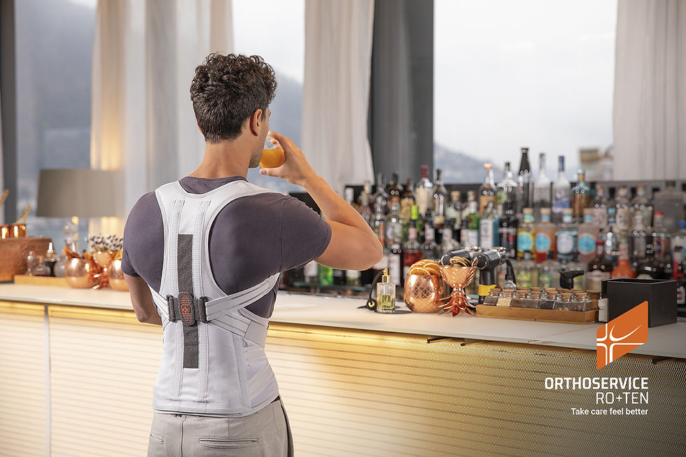 Sīktēls: Flex B. Padded Dorso-Lumbar orthopedic orthosis with a reinforced structure.