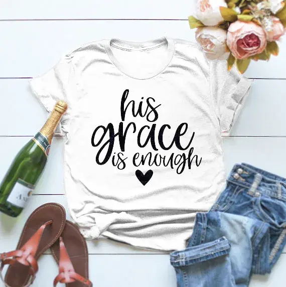 His Grace Is Enough Christian T-shirt with faith-inspired lettering