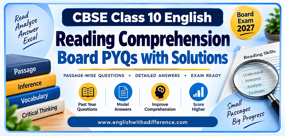 English| Class X |Reading Skill PYQs with Solutions |Board Exam 2027