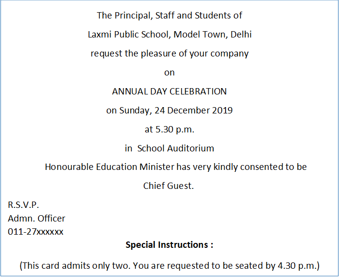 Formal & Informal Invitation English Core Class XII