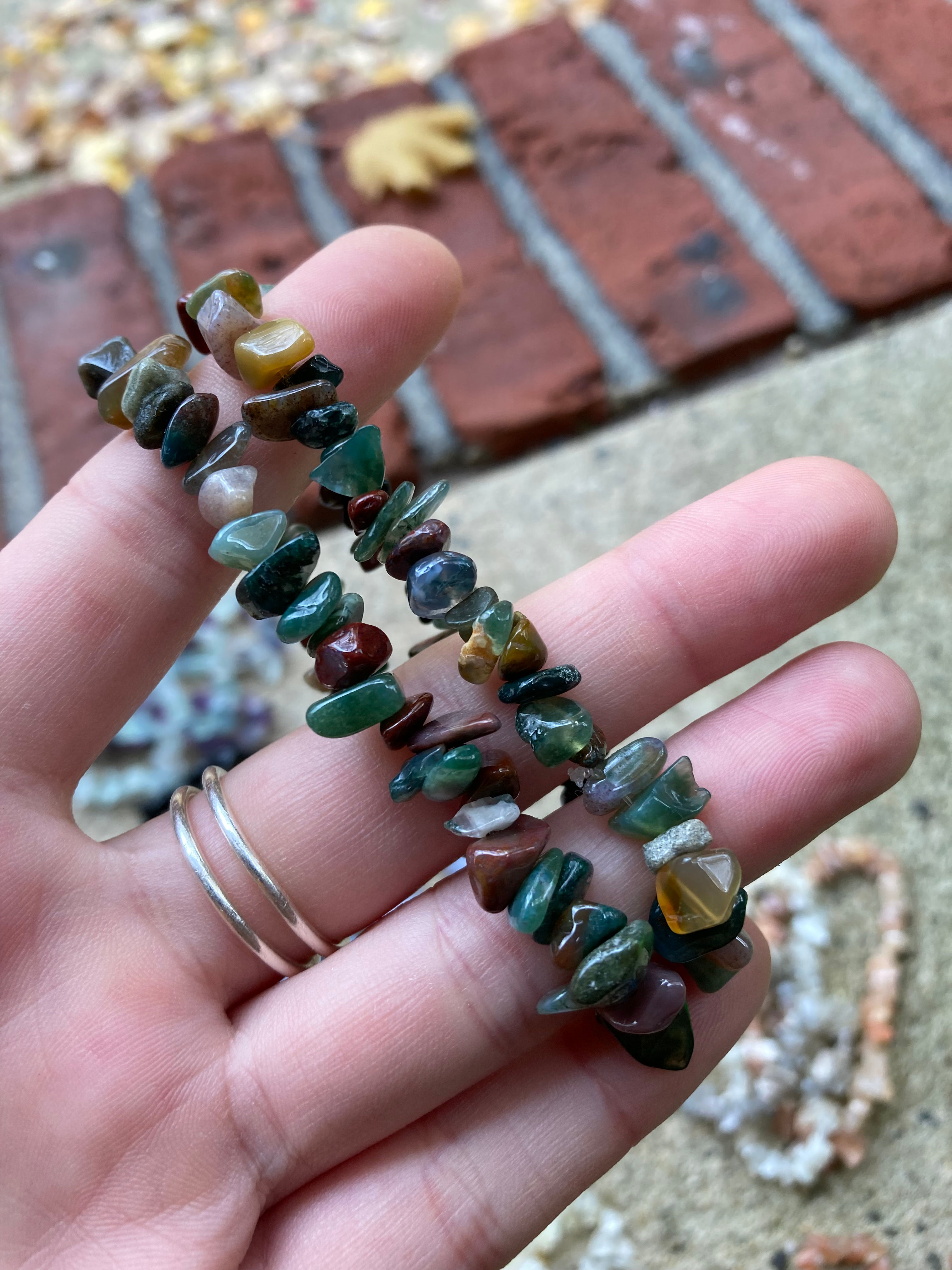 Moss Agate Chip Bracelet