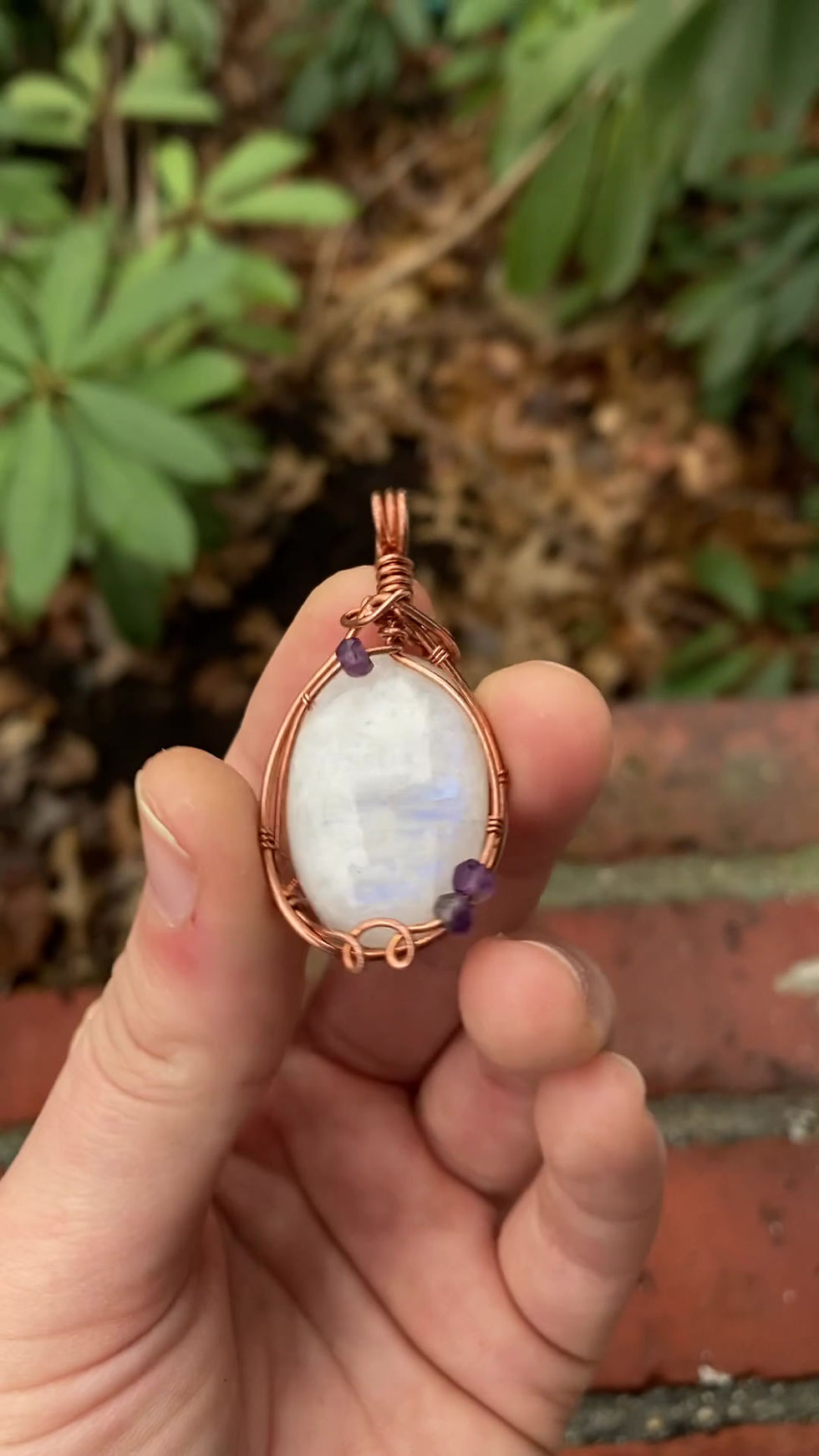Thumbnail: Moonstone and Amethyst Pendant