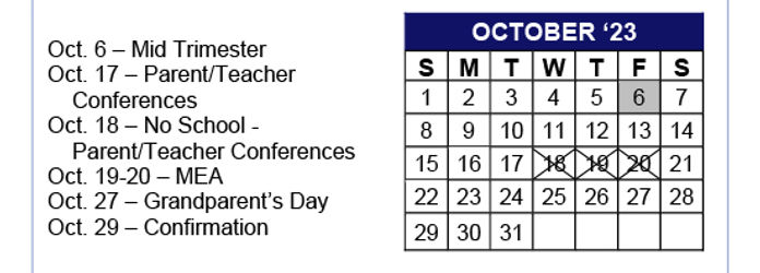 Calendar | Zion Lutheran School | Mayer, MN