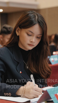 Sofia Pelayo representing youth at the 18th Asia Youth International Model United Nations (AYIMUN) Conference in Kuala Lumpur, Malaysia.