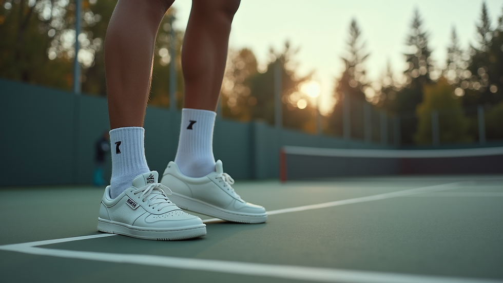 Yüksek açıdan tenis kortunda tenis oynayan kişi