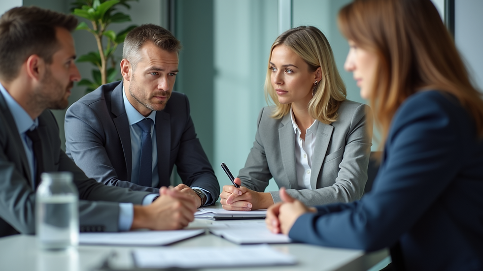 Close-up view of a team discussing roles and objectives in a meeting