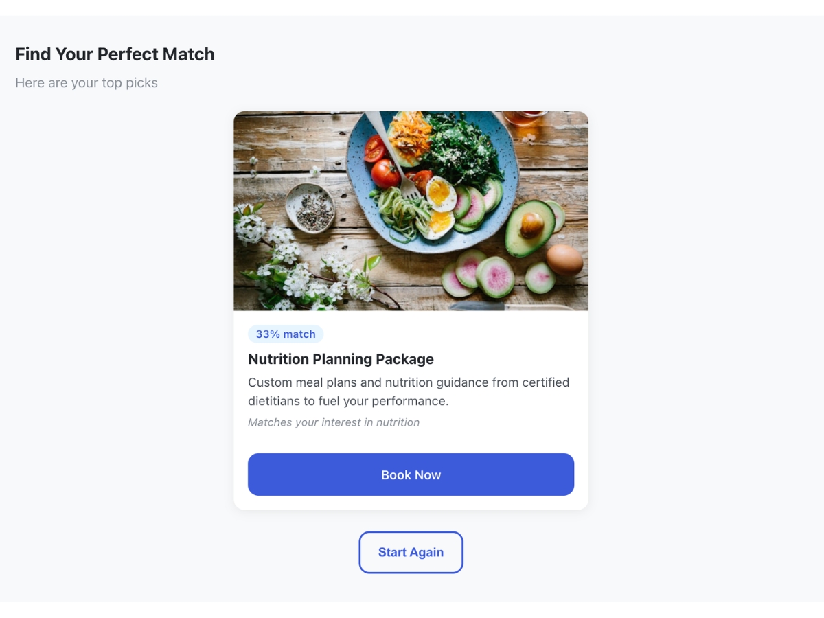 Service & Product Finder Quiz feature detail — Engagement app on the Wix App Market