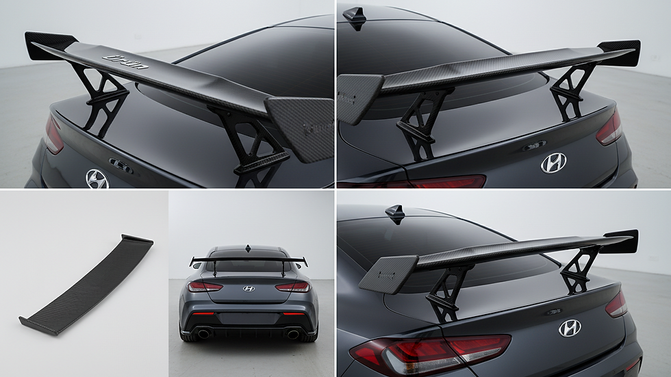 close-up view of Hyundai car exterior with custom spoiler