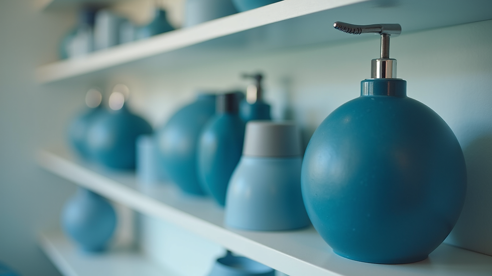Close-up view of physiotherapy equipment arranged neatly on a shelf