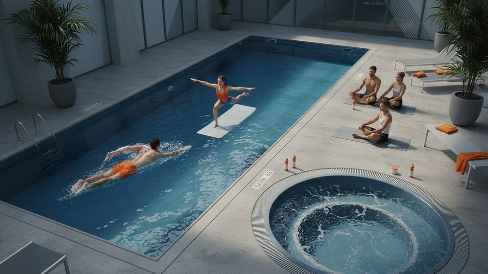 Yüzme havuzu ve spa alanı yüksek açıdan