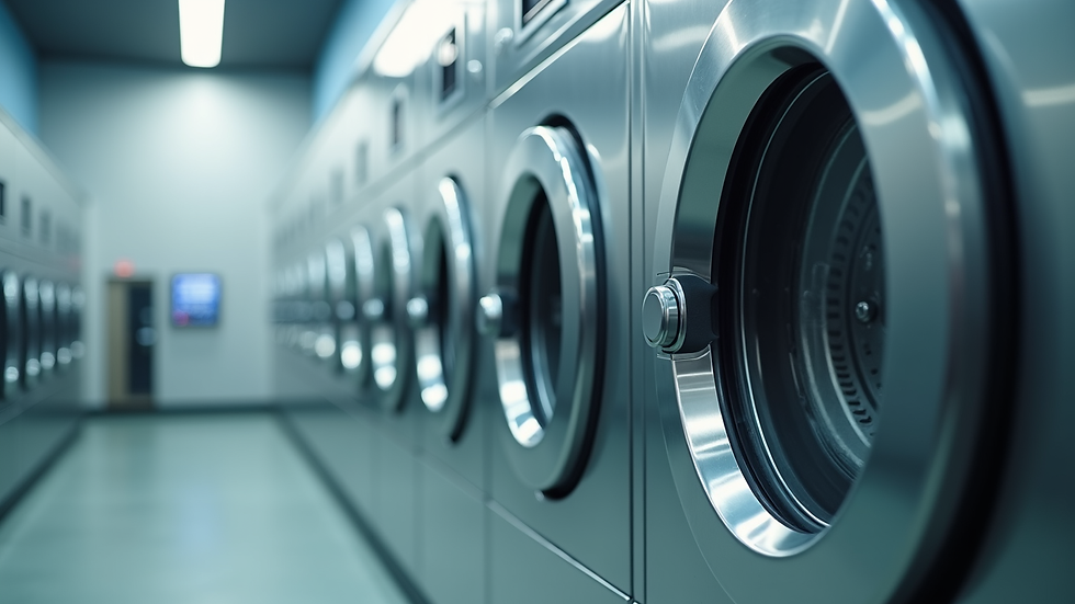 Eye-level view of eco-friendly dry cleaning machine in operation