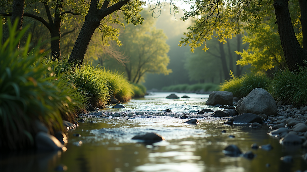 Close-up view of Azmak River's lush surroundings